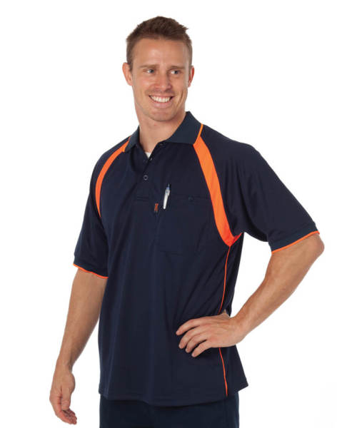 Navy/Orange Polo as worn by model