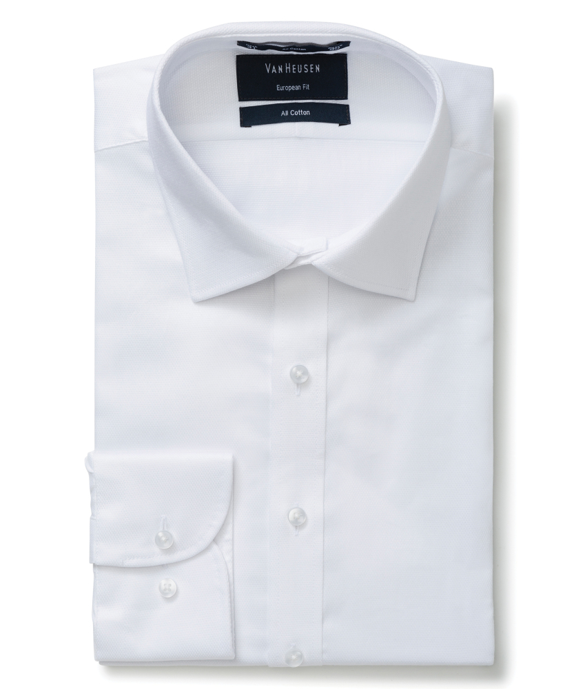 VAN HEUSEN MENS EUROPEAN TAILORED FIT SHIRT 100% COTTON DOBBY EASY CARE